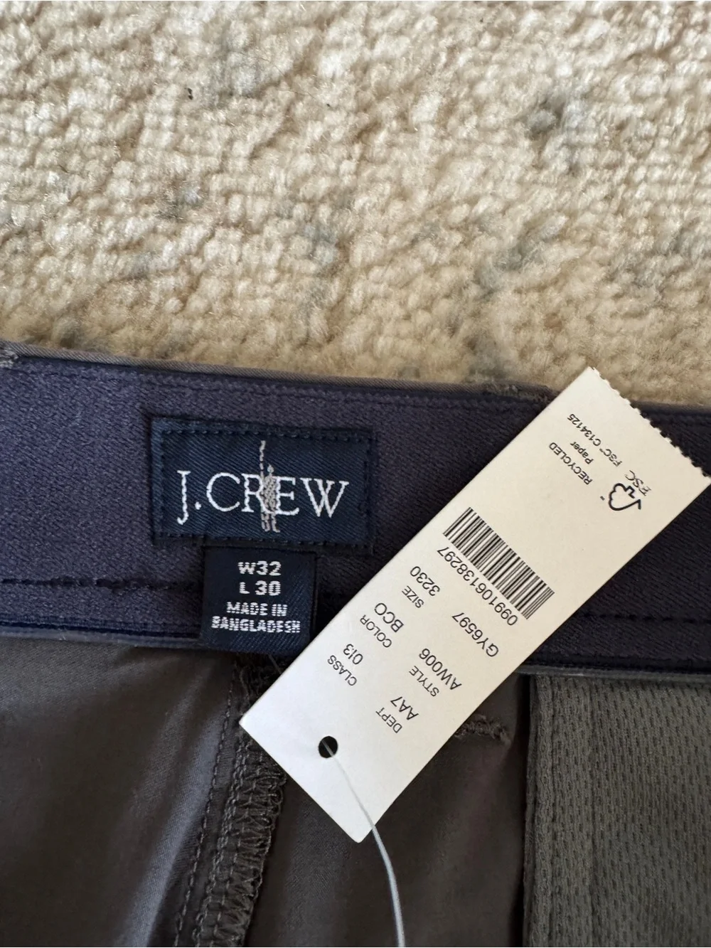 NWT Jcrew Men’s 770 Tech Pants 32/30
